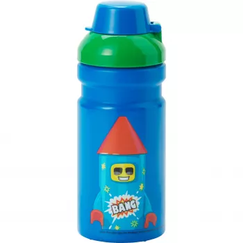 LEGO Butelka do picia FIREWORK GUY, 390 ml, Niebieska, Ustnik silikonowy z półprzezroczystą nakrętką, PP/Silikon, 1 sztuka (40560800)