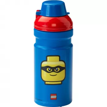 LEGO Iconic Butelka do picia 390 ml Niebieska z silikonowym ustnikiem i półprzezroczystą nakrętką