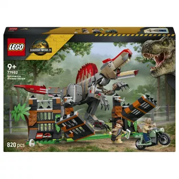 LEGO Jurassic World 77982 Spinosaurus Dinosaur Escape Zestaw Budowlany z Minifigurkami Owena Grady i Claire Dearing (248 elementów)