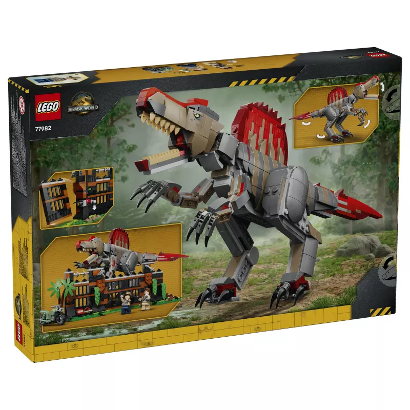 LEGO Jurassic World 77982 Spinosaurus Dinosaur Escape Zestaw Budowlany z Minifigurkami Owena Grady i Claire Dearing (248 elementów)