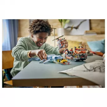 LEGO Jurassic World 77983 Mosasaurus Dinosaur Boat Attack (280 elementów, 3 minifigurki, wiek 7+)