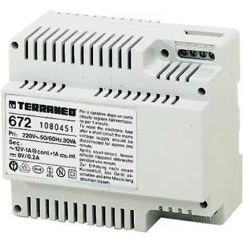 LEGRAND bticino 672 Zasilacz do systemów domofonowych, 230V AC na 8V DC / 12V AC, 1,2A, szyna DIN, biały