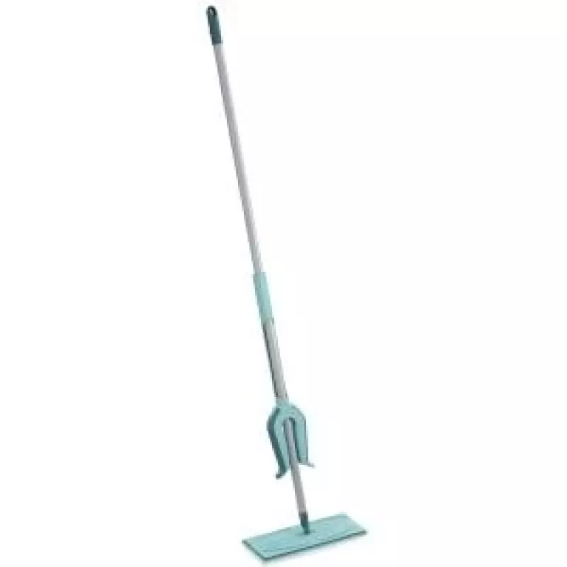 LEIFHEIT Picobello Micro Duo mop płaski z wyciskaczem dźwigniowym, głowica z mikrofibry 33 cm, stalowy trzonek 140 cm, zielono-biały
