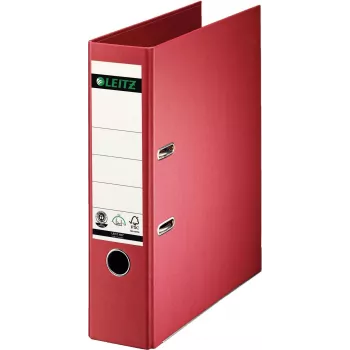 LEITZ segregator dźwigniowy 180° A4 80 mm czerwony kartonowy z okleiną papierową 1007-00-25