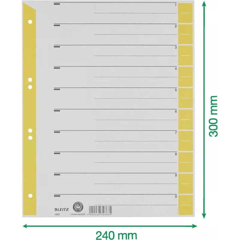 LEITZ A4 przekładki żółte 160 g/m² 25 sztuk 16523015