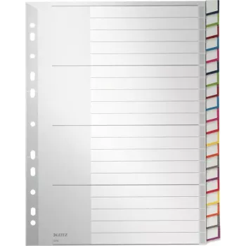 LEITZ A4 Extra Wide Blank Plastic Index Dividers, 20-Part, Universal Punching, Translucent White 1278-00-00