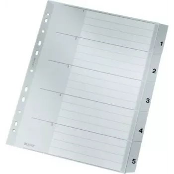 LEITZ A4 Extra Wide PP Index Dividers 1-5, szare z zapisywalną okładką 1283-00-85