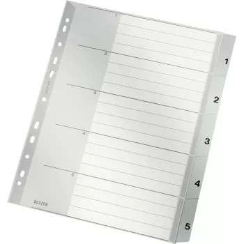 LEITZ A4 Extra Wide PP Index Dividers 1-5, szare z zapisywalną okładką 1283-00-85