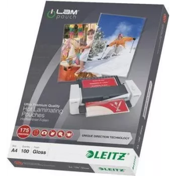 Leitz A4 folie do laminowania, błyszczące krystalicznie przezroczyste, 100 mikronów, opakowanie 100 szt. 7483-00-00