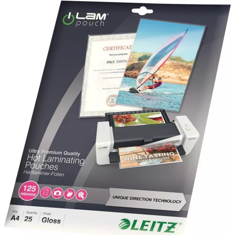 Koszulki do laminowania Leitz A4 błyszczące krystalicznie przezroczyste 125 mikronów, 25 sztuk 7482-00-00