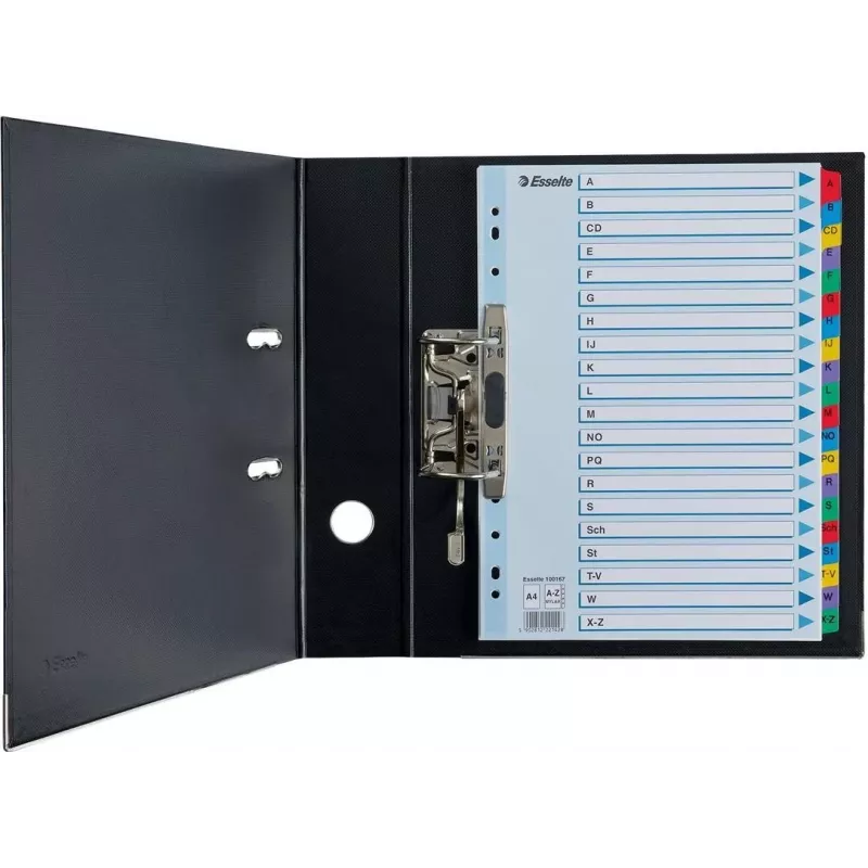 LEITZ A4 przekładki indeksujące Mylar A-Z, 26 zakładek, wielokolorowe, uniwersalne dziurkowanie, 160 g/m², 1 zestaw (100167)
