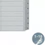 LEITZ A5 plastikowe przekładki indeksujące, numerowane 1-10, szare, 10-częściowe, polipropylen, 0,12 mm, z zapisywalną okładką 1285-00-00