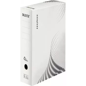 LEITZ easyboxx Pudełko archiwizacyjne białe, grzbiet 100 mm, tektura falista w 100% z recyklingu, podwójne skrzydełka zamykające, 25 szt. (6132-00-00)