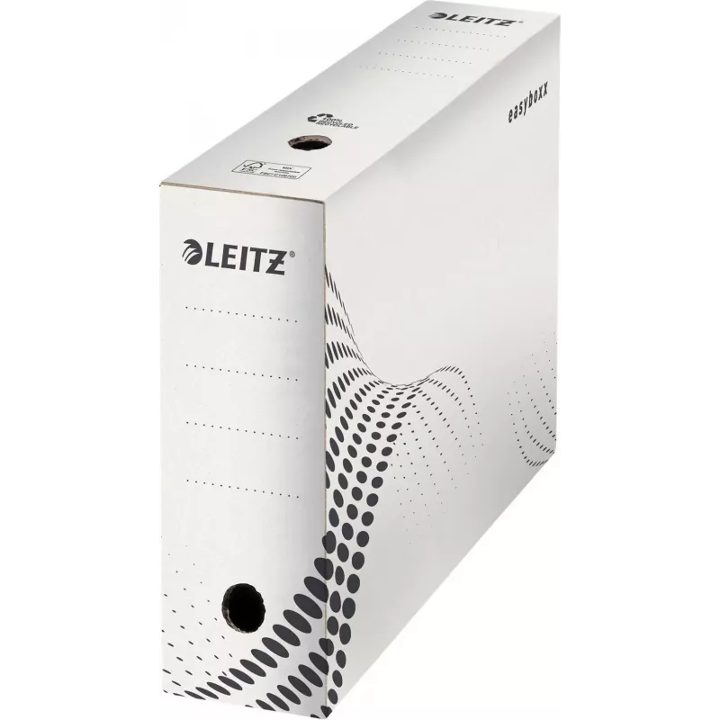 LEITZ easyboxx Pudełko archiwizacyjne białe, grzbiet 100 mm, tektura falista w 100% z recyklingu, podwójne skrzydełka zamykające, 25 szt. (6132-00-00)