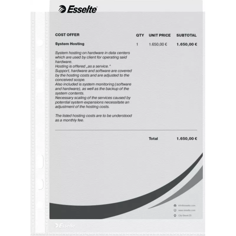 LEITZ Esselte A5 koszulki wielootworowe 50 mikronów przezroczyste opakowanie 100 szt. 23782