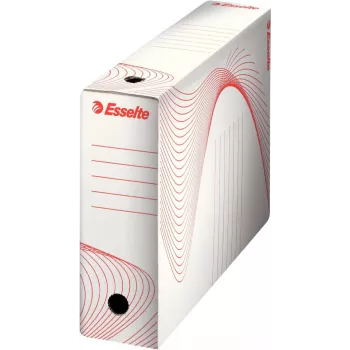 LEITZ Esselte pudło archiwizacyjne, grzbiet 100 mm, biały karton falisty z nadrukowanymi liniami do organizacji (128201)