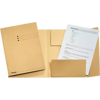 LEITZ Esselte Teczka na dokumenty prawne, DIN A4, tektura manila, 275 g/m², kolor płowy z 3 klapkami na dolnej okładce, linia do opisu na przedniej okładce, 50 sztuk (1033304)