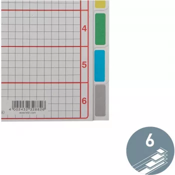 LEITZ wyjątkowo mocne przekładki kartonowe, gładkie, A5, 6-częściowe, szare 230 g/m², zapisywalna okładka z nadrukiem siatki 4355-00-85