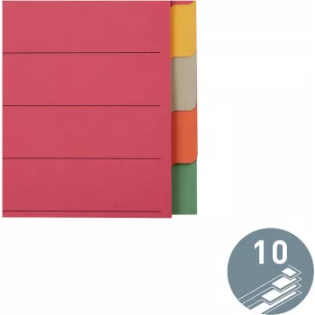 LEITZ Wyjątkowo mocne przekładki kartonowe, puste zakładki, A4, 10-częściowe, wielokolorowe, 230 g/m², karton barwiony w masie w 5 kolorach (4359-00-00)