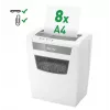LEITZ IQ Home Office S P-4 Niszczarka do dokumentów o cięciu cząsteczkowym, 8 arkuszy, 10 l, biała (80360000)