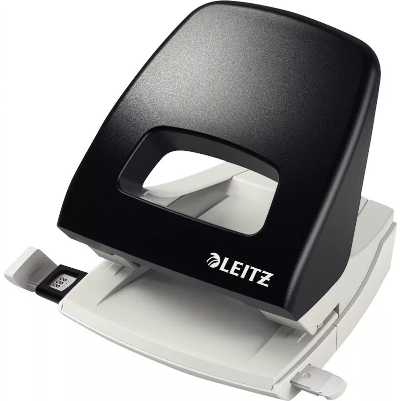 Dziurkacz biurkowy Leitz NeXXt, 30 kartek, 2 otwory, 5,5 mm, A4-A6, Folio, US-Quart, metal i plastik, czarny 5005-00-95