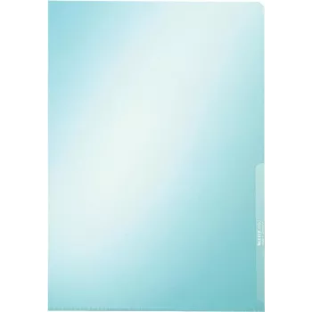 LEITZ Premium A4 Teczka na dokumenty, PVC, niebieska, 0,15 mm, otwarta od góry i z boku, bezpieczna dla archiwizacji, sztywna folia (4100-00-35)