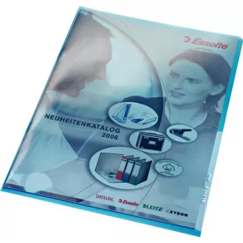 LEITZ Premium A4 Teczka na dokumenty, PVC, niebieska, 0,15 mm, otwarta od góry i z boku, bezpieczna dla archiwizacji, sztywna folia (4100-00-35)