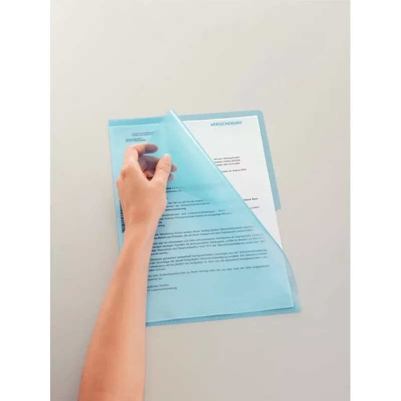 LEITZ Standard koszulka na dokumenty A4, polipropylen, groszkowany, niebieski, 0,13 mm, otwarta góra i bok, bezpieczna dla dokumentów, wycięcie na palec 4000-00-35