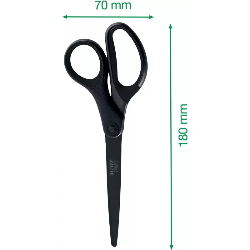 Nożyczki Leitz Titanium Quality 180 mm, ostrza ze stali nierdzewnej z powłoką tytanową, ergonomiczne uchwyty Soft-Grip, czarno-czerwone, do papieru i tkanin 5419-60-95