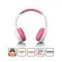 Lenco HP-010BU Przewodowe słuchawki nauszne dla dzieci, różowe, ograniczenie głośności 85 dB, wtyk 3,5 mm, kabel 1,2 m A004977