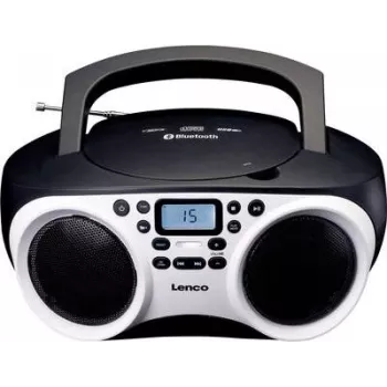 Lenco SCD-501 WH Przenośny odtwarzacz CD z Bluetooth, radiem FM, odtwarzaniem MP3 z USB, biało-czarny