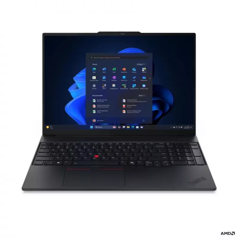 Lenovo ThinkPad E16 G4 AMD 16 calowy WUXGA IPS Laptop, AMD Ryzen AI 5 330, 16 GB DDR5, 512 GB SSD, AMD Radeon 820M, Windows 11 Pro, Czarny, Klawiatura nordycka