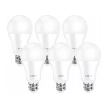 LEPRO 100080-DW-EU-6 Żarówka LED E27 A60 13W (odpowiednik 100W) 1521lm 6500K światło dzienne biała, 6 sztuk