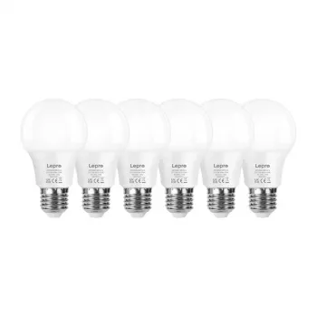 LEPRO 100089-WW-EU-6 Żarówka LED, E27, A60, 8.5W (odpowiednik 60W), 806 lm, 2700K ciepła biel, kąt świecenia 180°, opakowanie 6 szt.