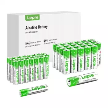 LEPRO 130003-48 Baterie alkaliczne AA/AAA, 48 szt. (24 AA + 24 AAA), 1,5 V, 10-letni okres przechowywania, bezrtęciowe