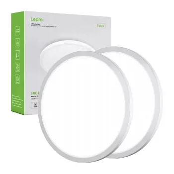 LEPRO 1500039-DW-EU-2 LED Lampa sufitowa 24W 2400lm Światło dzienne Biała 2 szt. Montaż natynkowy Okrągła IP20