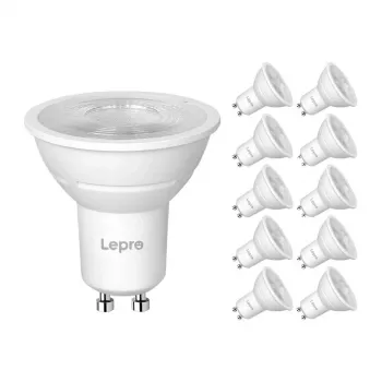 LEPRO 200084-WW-EU-10 Żarówka LED GU10 z regulacją jasności, 4,5 W, 345 lm, 2700 K, 38°, opakowanie 10 szt.