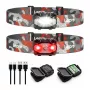 LEPRO 320023-2 USB Ładowana Latarka Czołowa LED, 300 lumenów, 6 trybów, IPX4, 2 szt.