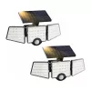 LEPRO 640003-DW-a-2 Solarowa lampa uliczna z czujnikiem ruchu i zmierzchu, 2 szt., 1500 lumenów, 6500K zimna biel, IP65 wodoodporna, montaż na ścianie, LED