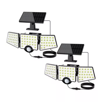 LEPRO 640005-DW-2 Solar Motion Sensor Light, 2-Pack, 600 Lumens, 6500K Cool White, IP65 Waterproof, 3 Modes, Wall-Mounted