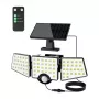LEPRO 640005-DW Lampa solarna, 3000 lm, 6500K, 3 regulowane głowice, oświetlenie 270°, IP65, czujnik ruchu, 2400 mAh