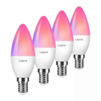 LEPRO BC1-EU-4 C37 RGBCW Wi-Fi Żarówka LED E14 4.5W 400lm Tunable White + RGB Inteligentna lampa świecowa