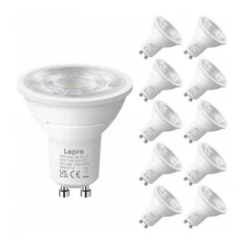 LEPRO GU10 Żarówka LED 3.6W 345lm 6500K Światło dzienne Biała 38° Kąt świecenia 10 szt.