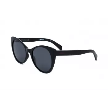 LEVI'S LV-1015-S-807 Damskie okulary przeciwsłoneczne w kształcie kwadratu - czarna oprawka, szare szkła, ochrona UV400