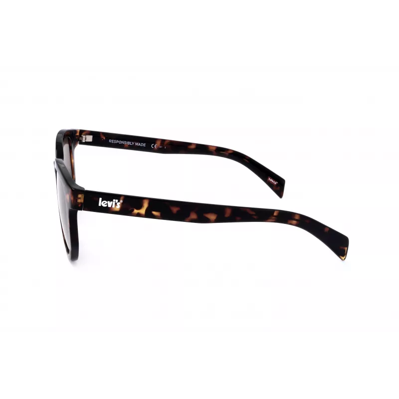 LEVI'S LV-1022-S-086 Unisex Okulary Przeciwsłoneczne Prostokątne - Oprawka Havana, Brązowe Szkła, 51mm