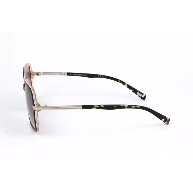 LEVI'S LV-5018-S-MS5 Damskie okulary przeciwsłoneczne prostokątne - oprawka acetatowa Havana/Tortoise, brązowe soczewki poliwęglanowe, ochrona UV400, 54/20/145 mm
