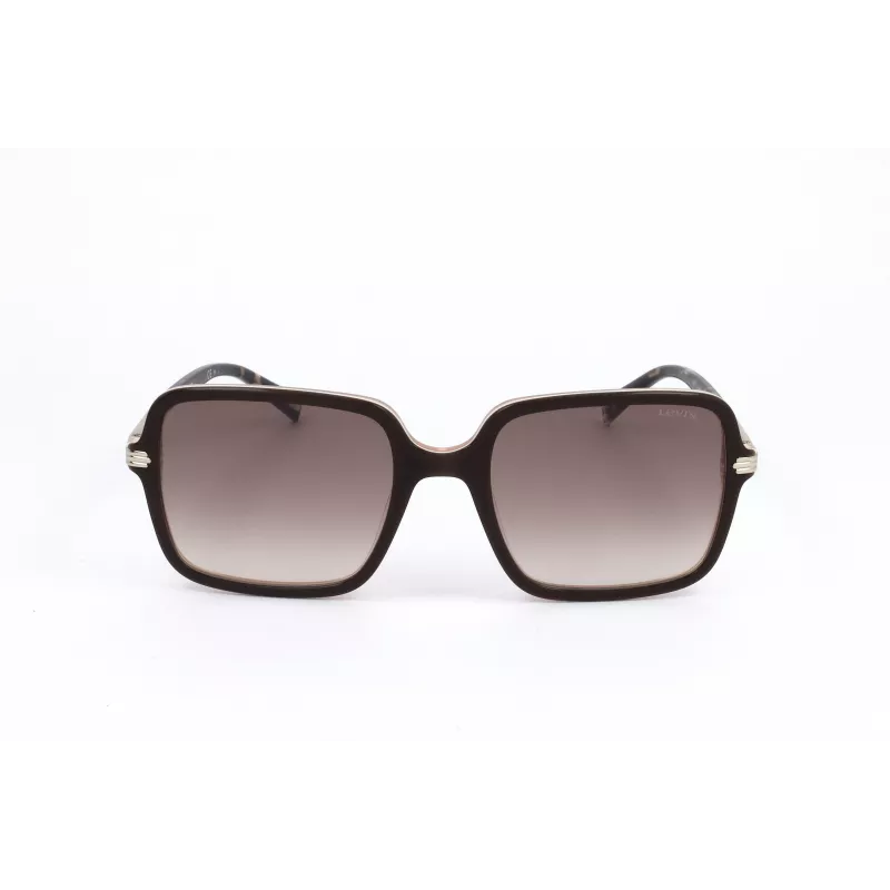 LEVI'S LV-5018-S-MS5 Damskie okulary przeciwsłoneczne prostokątne - oprawka acetatowa Havana/Tortoise, brązowe soczewki poliwęglanowe, ochrona UV400, 54/20/145 mm