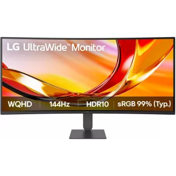 LG 34U620B-B 34 inch UltraWide WQHD VA Curved Gaming Monitor, 3440x1440, 144Hz, 5ms, HDR10, FreeSync Premium, 2x HDMI, DisplayPort, Czarny