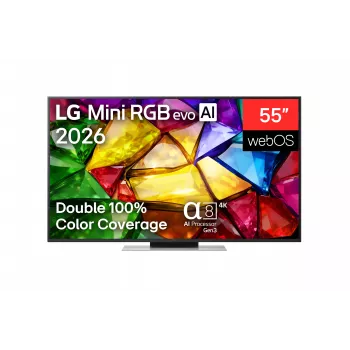 LG 55MRGB87B3B 55 cali 4K QNED Mini LED Smart TV z procesorem AI α7 Gen6, webOS 23, 120Hz, 4x HDMI 2.1