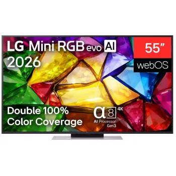 LG 55MRGB87B3B 55 cali 4K QNED Mini LED Smart TV z procesorem AI α7 Gen6, webOS 23, 120Hz, 4x HDMI 2.1